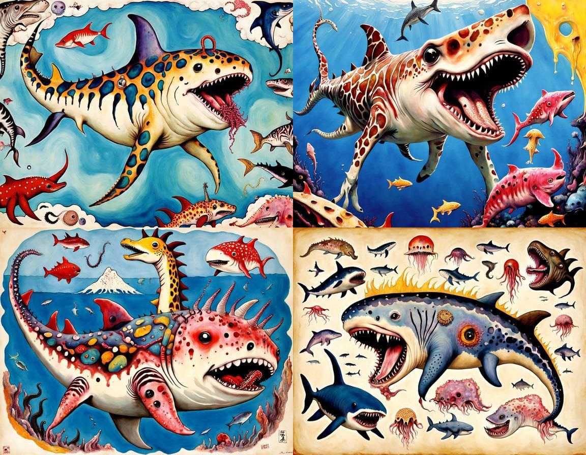 Surreal Kawaii World Map with Mutant Animals