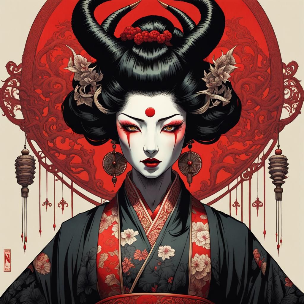 Terrifyingly Beautiful Androgynous Geisha in Manga Horror St...