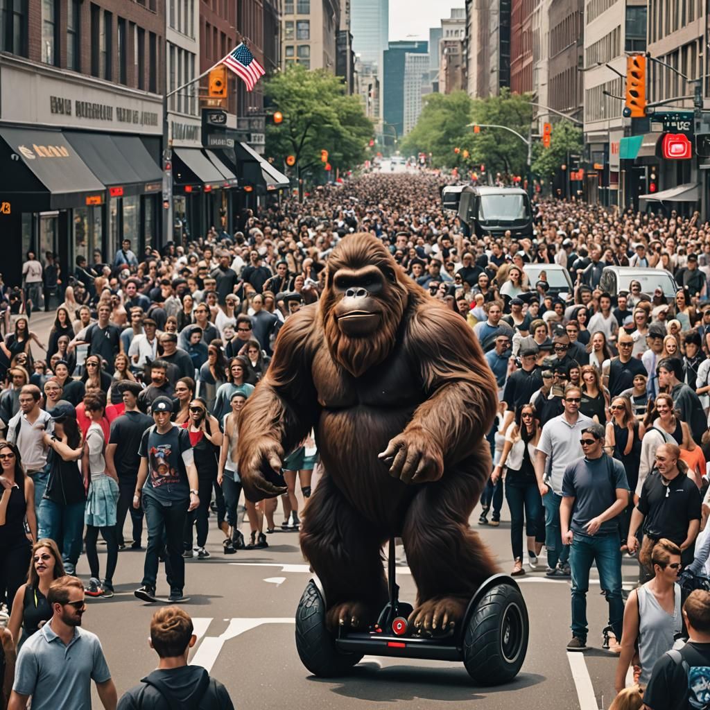 Bigfoot riding a segway