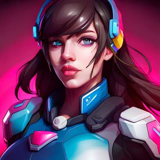D.VA Overwatch Portrait in Art Nouveau Style