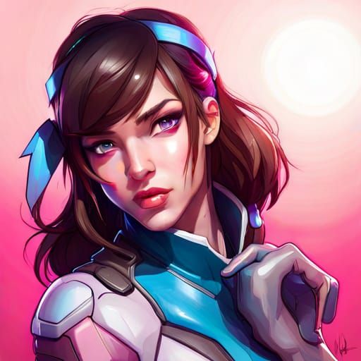 D.VA Overwatch Portrait in Digital Art Style
