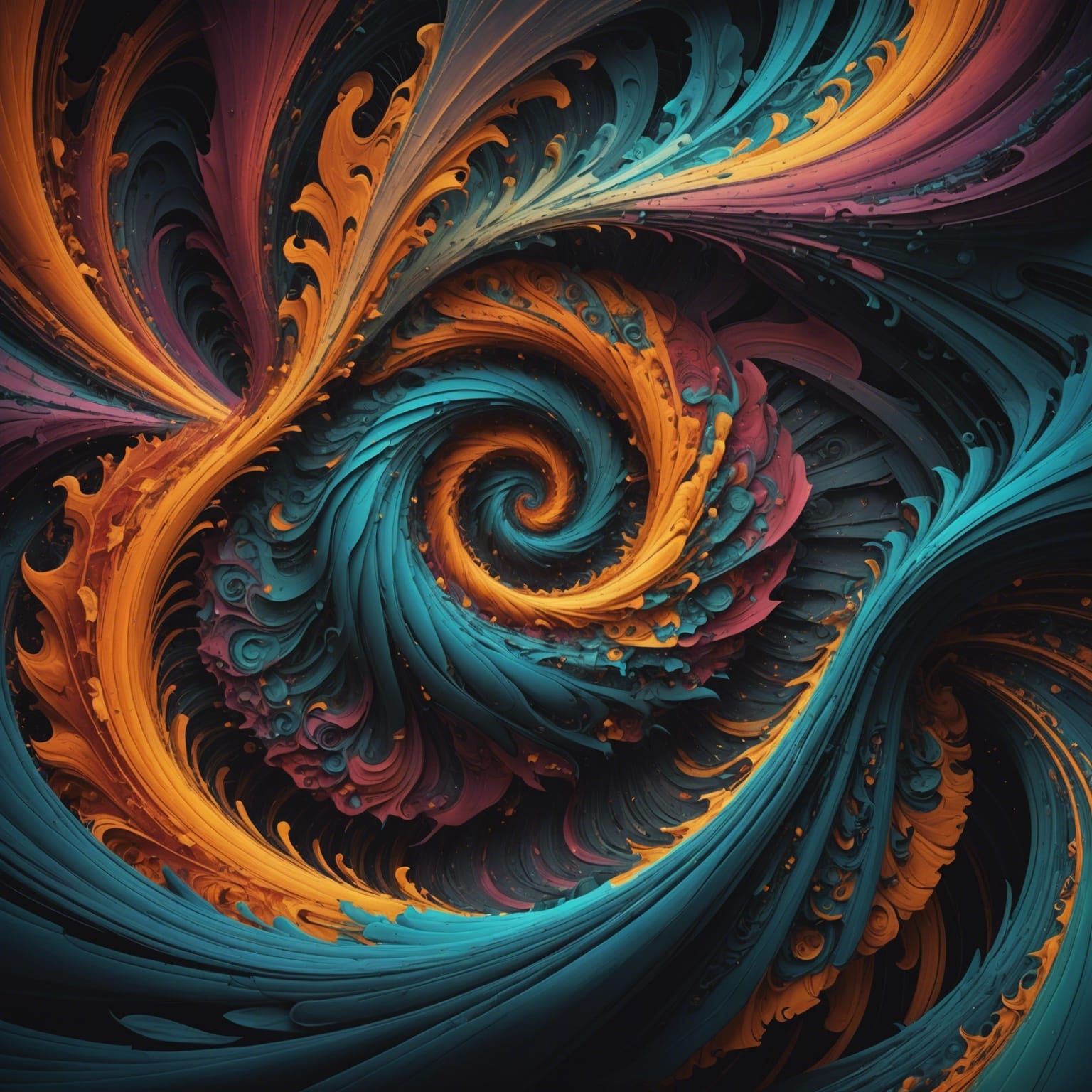 Abstract Vortices of Color in a Dreamlike Style