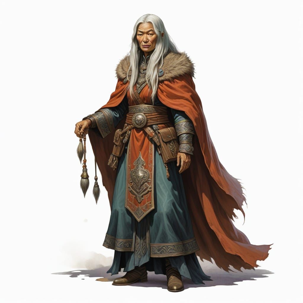 Elder Mongolian Witch in Heroic Fantasy Style