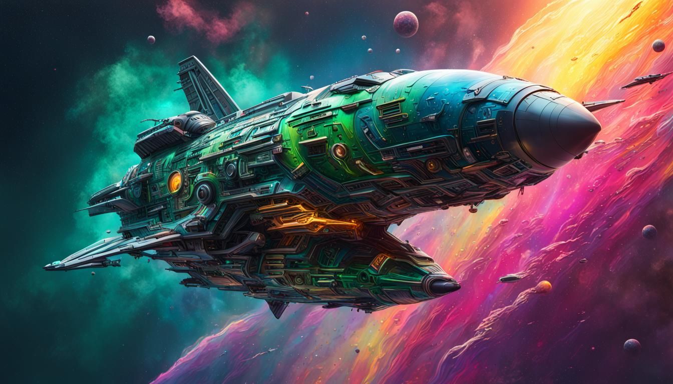 Toxic Starship: Hyperrealistic Cosmic Concept Art