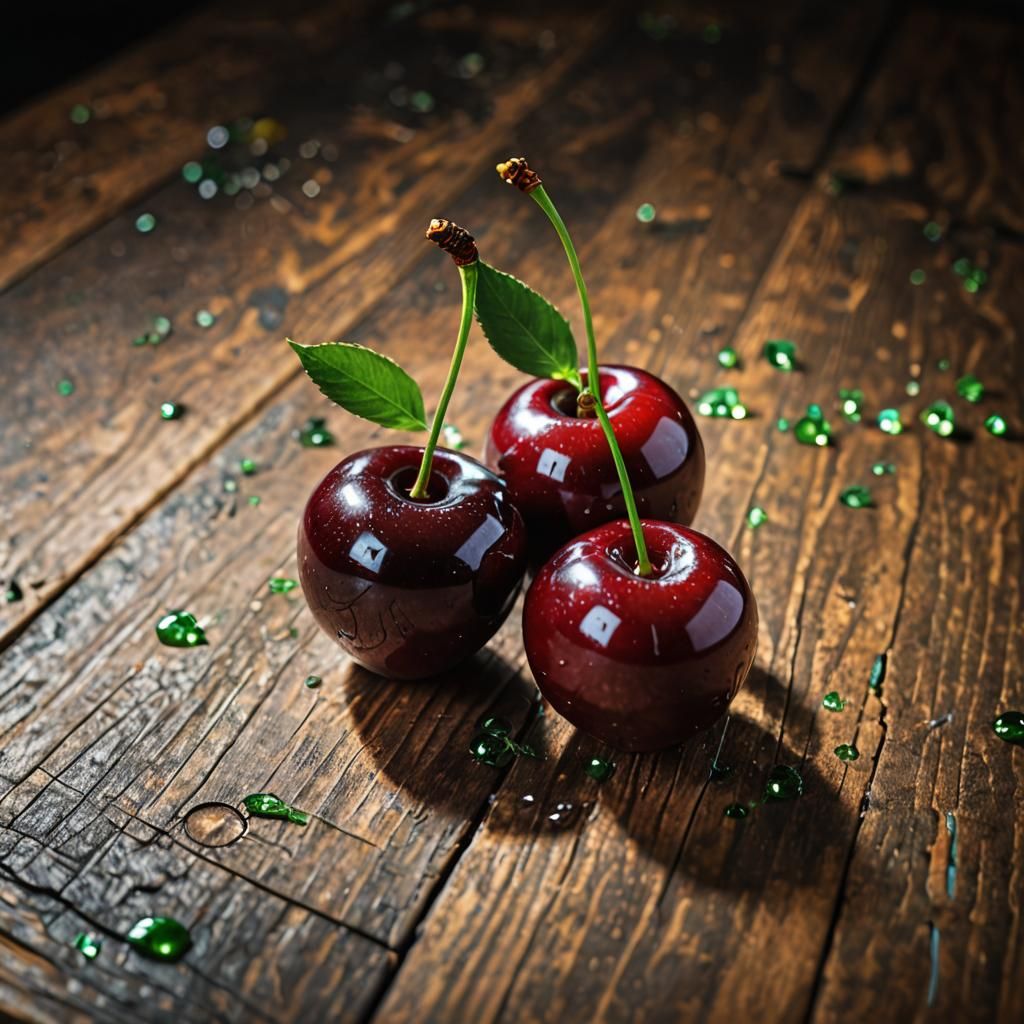 Cherries and Floating Head, Abstract Art