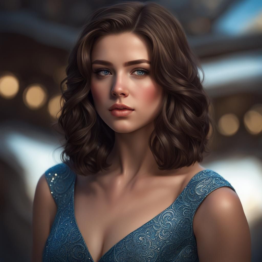 Attractive Teen Girl Portrait in Hyperdetailed Matte Photogr...