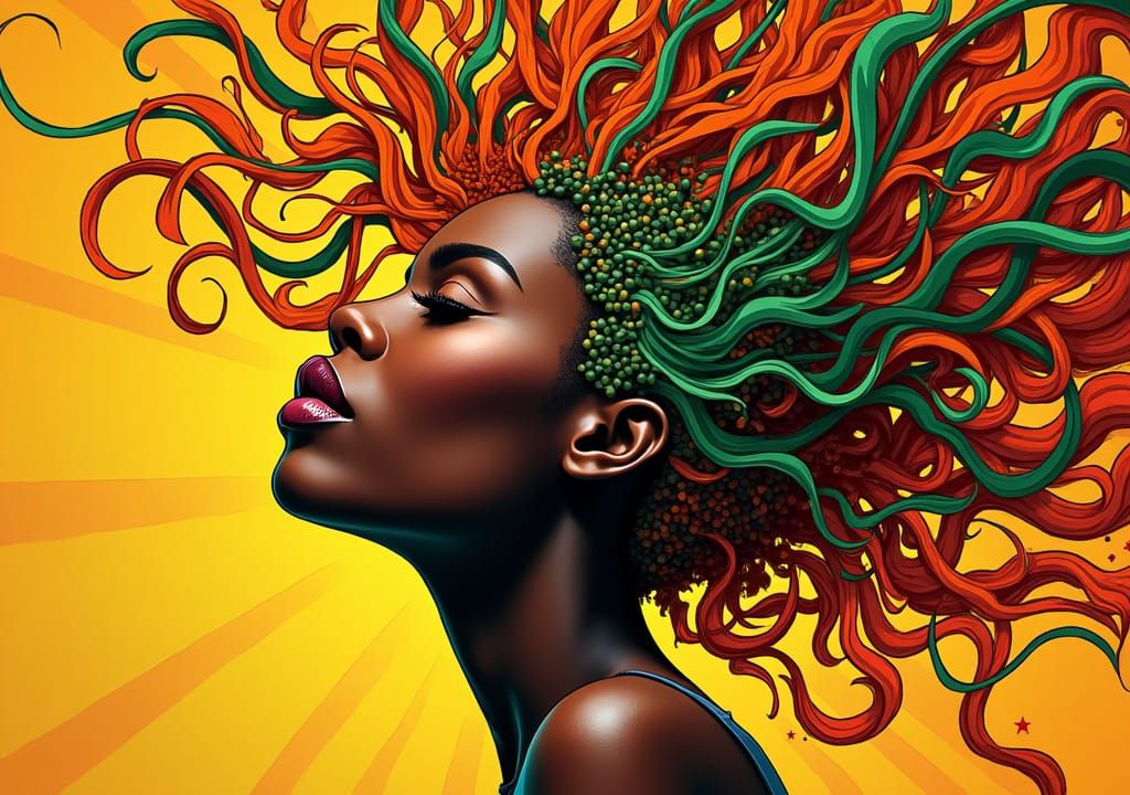 Vibrant African American Woman in Pop Art Style
