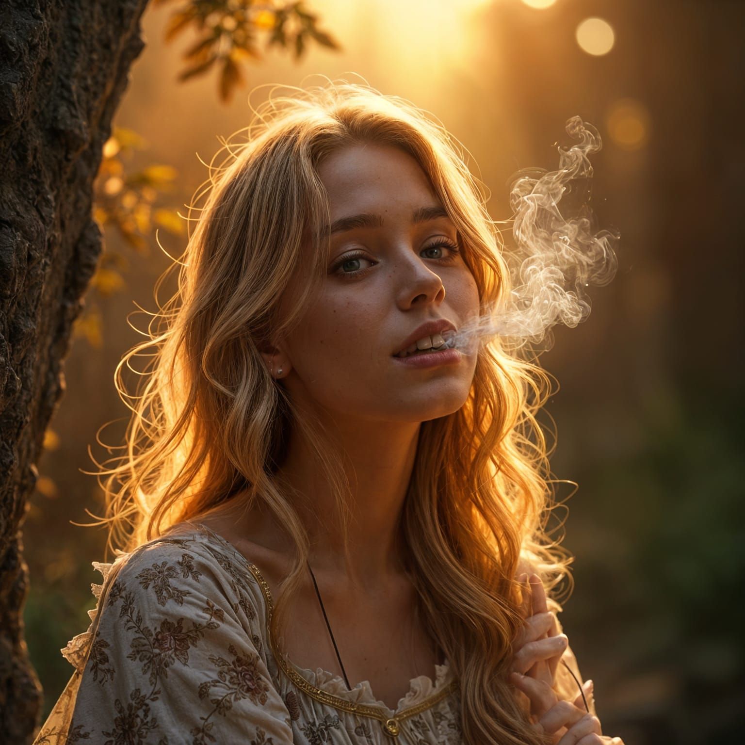 Blonde Woman Smoking: Detailed Matte Painting in Unreal Engi...
