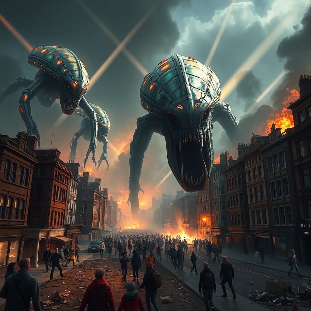 Biomechanical Alien Invasion of British Cityscape