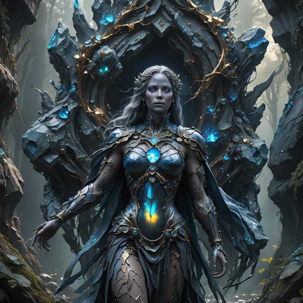 Blue Labradorite Human Form in Detailed Matte Painting