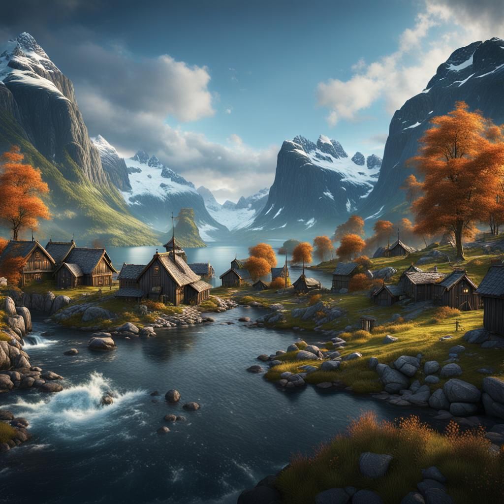 Fantastical Norway Landscape in Detailed Matte Painting