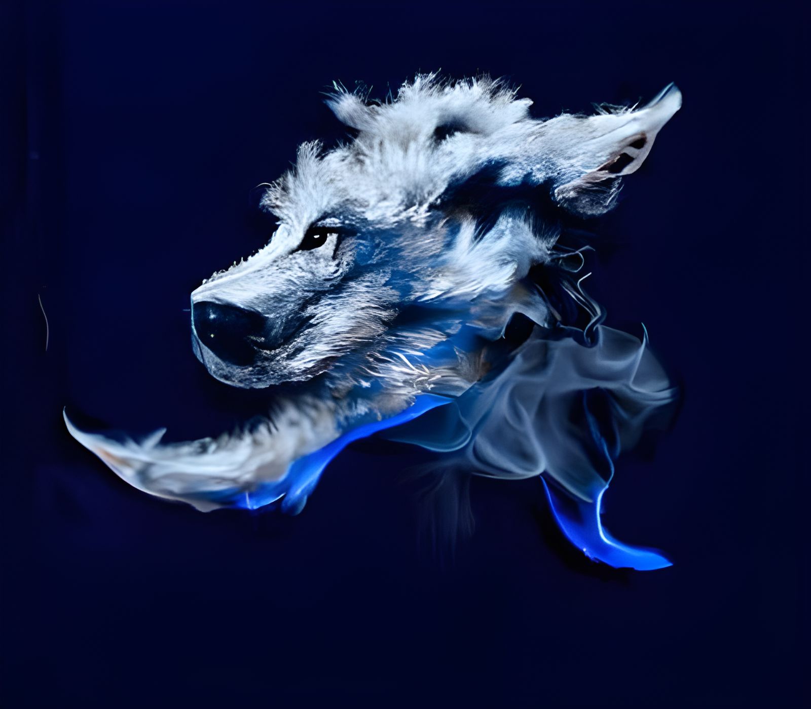 Wolf Ablaze in Blue Fire Digital Art