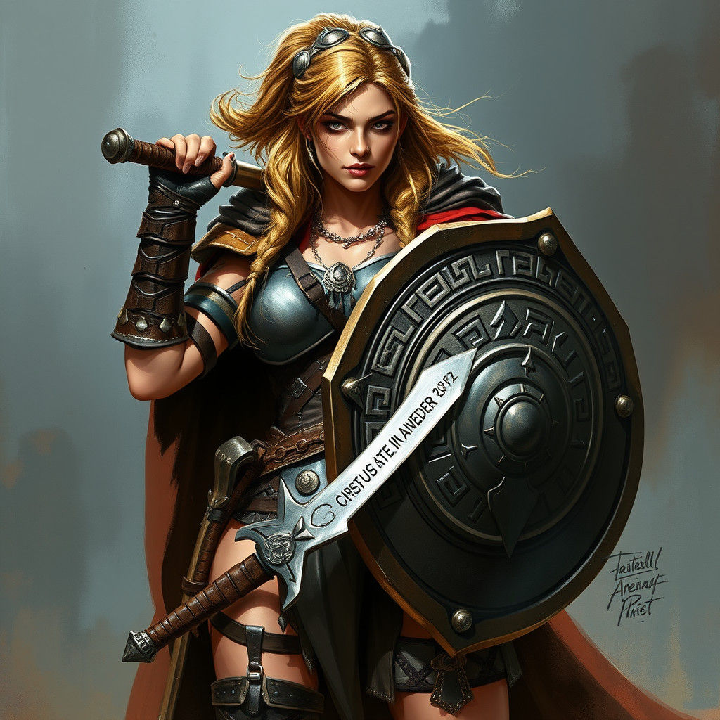Valiant Warrior Woman Ready for Battle