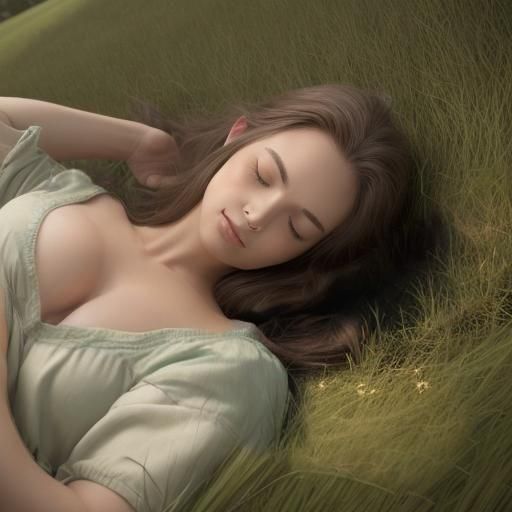 Hyperrealistic Double Exposure: Sleeping in Grass