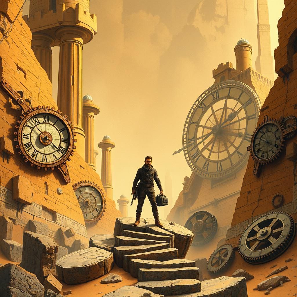 Time Traveler in Steampunk Fusion Landscape