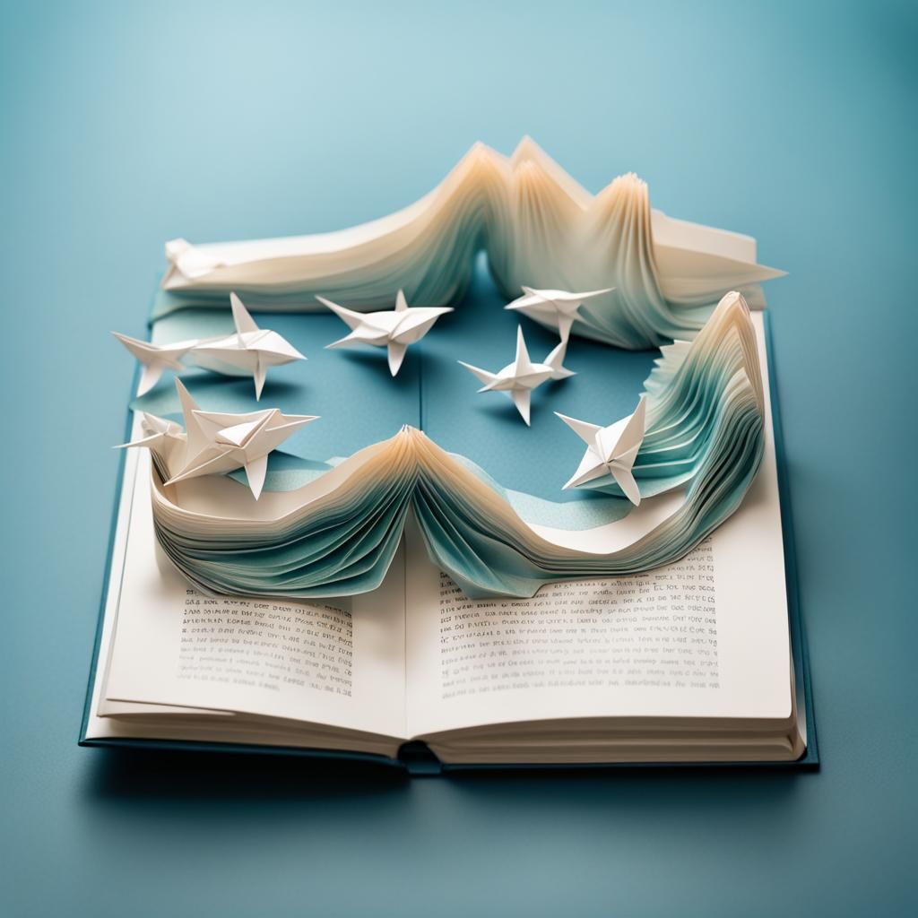 Ocean Waves Origami Sculpture Folding Into Book
