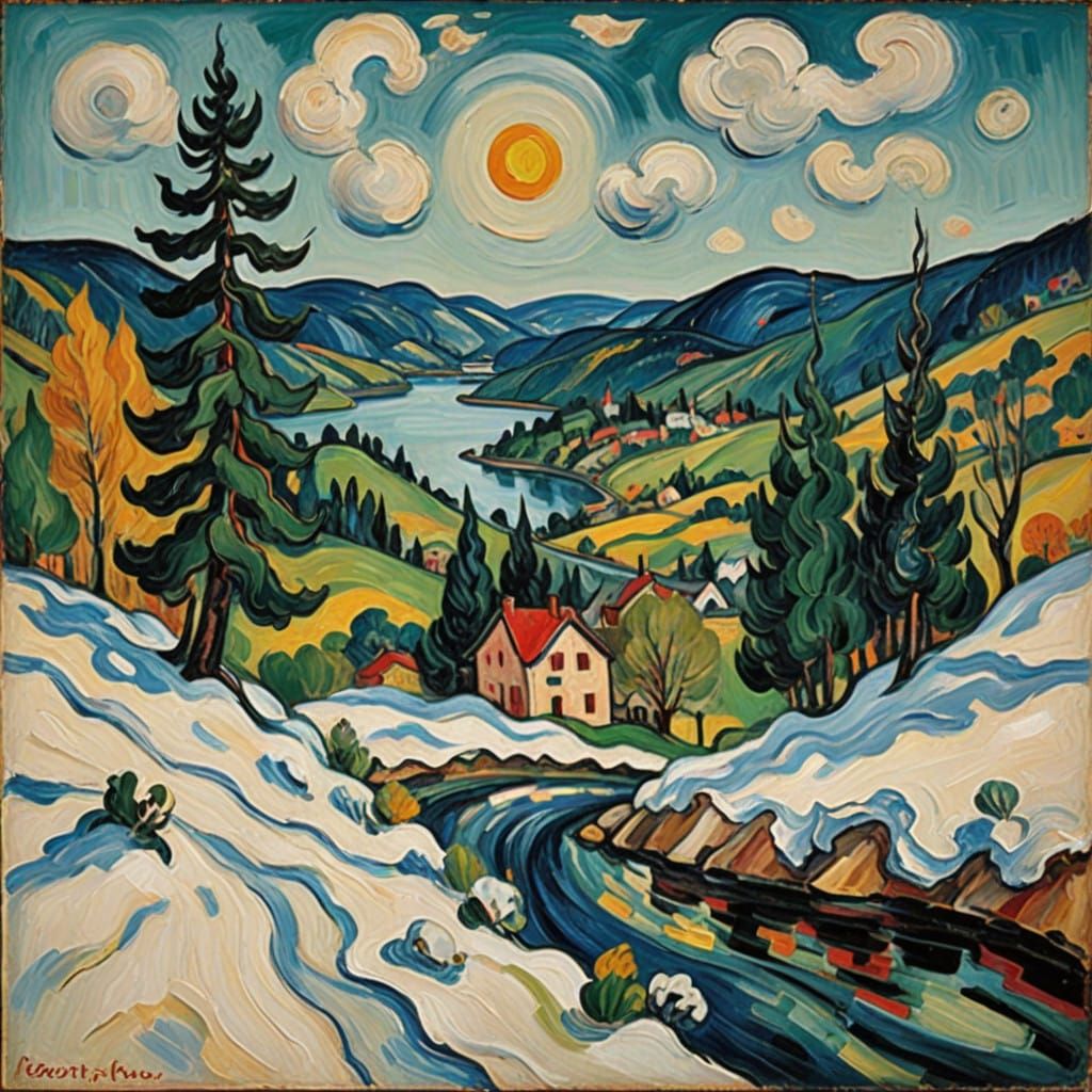 Winter Wonderland in Neo-Impressionist Brushstrokes