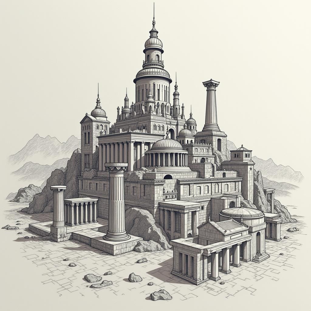 Ancient Greek Landmarks in Detailed Matte Painting