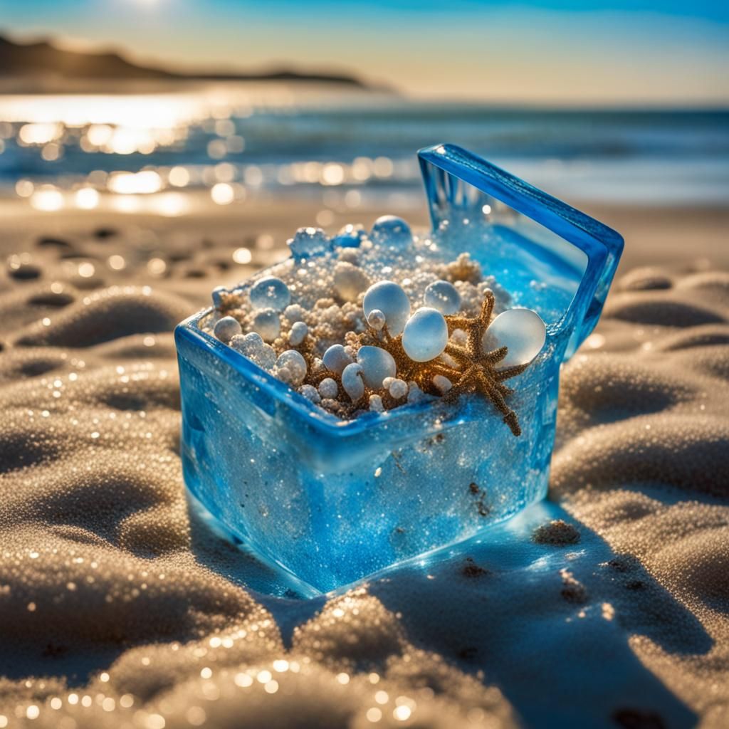 Treasure Washed Ashore Under a Blue Sky