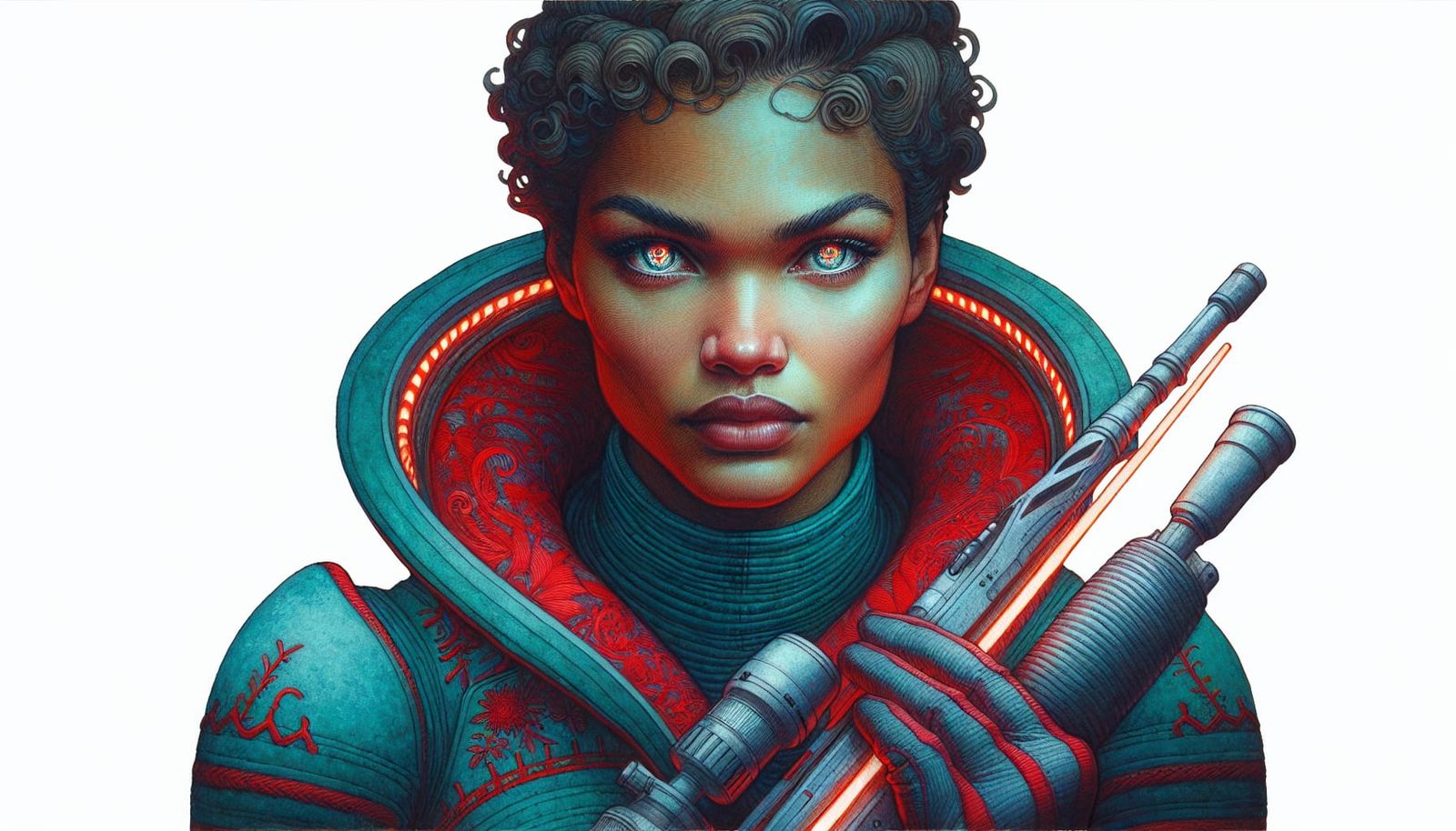 Venezuelan Woman in Space Suit, Watercolor Illustration