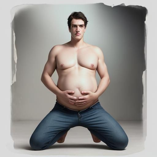 Striking Portrait of Thin Man with Bloated Belly