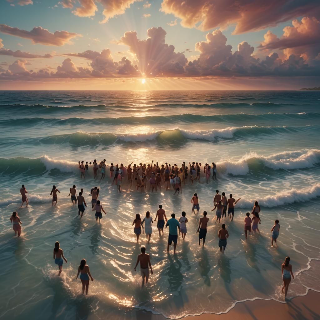 Ocean Dance at Sunset: A Digital Masterpiece