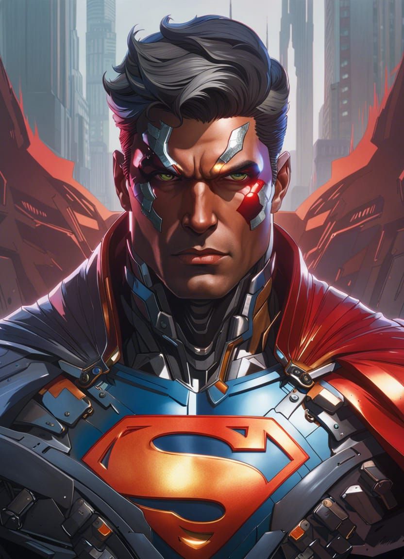Cyborg Superman Portrait in Hyperdetailed Lighting