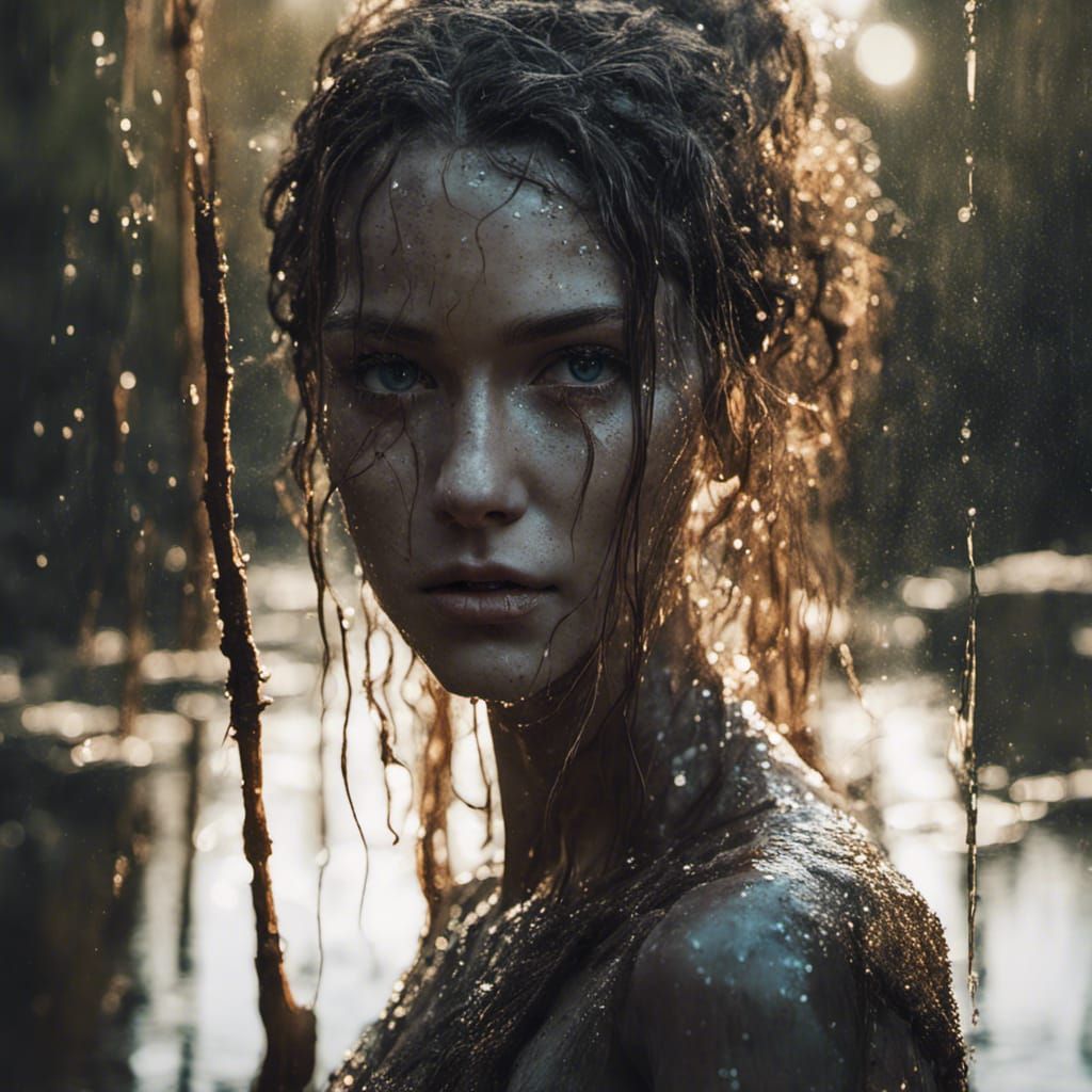 Swamp Druid Woman Portrait in Hyperrealism Style