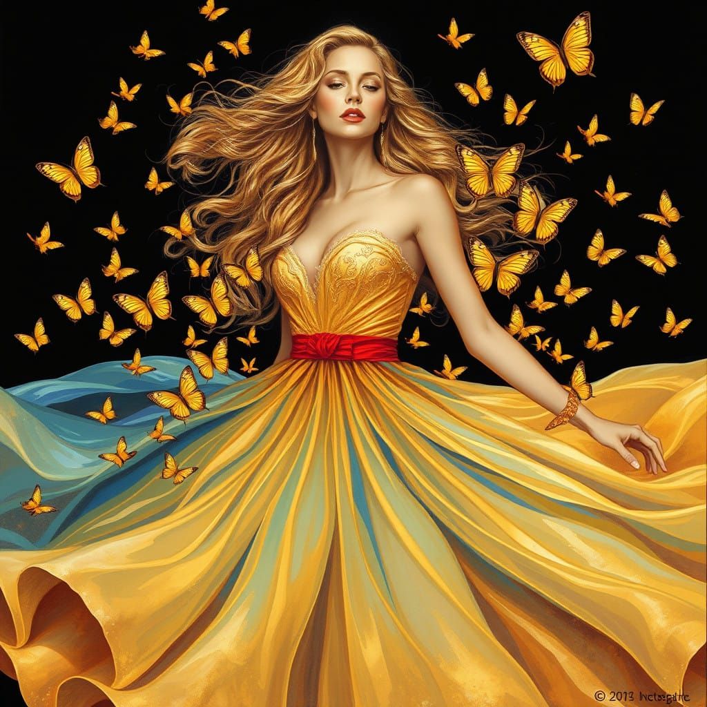 Ethereal Goddess in Golden Hues