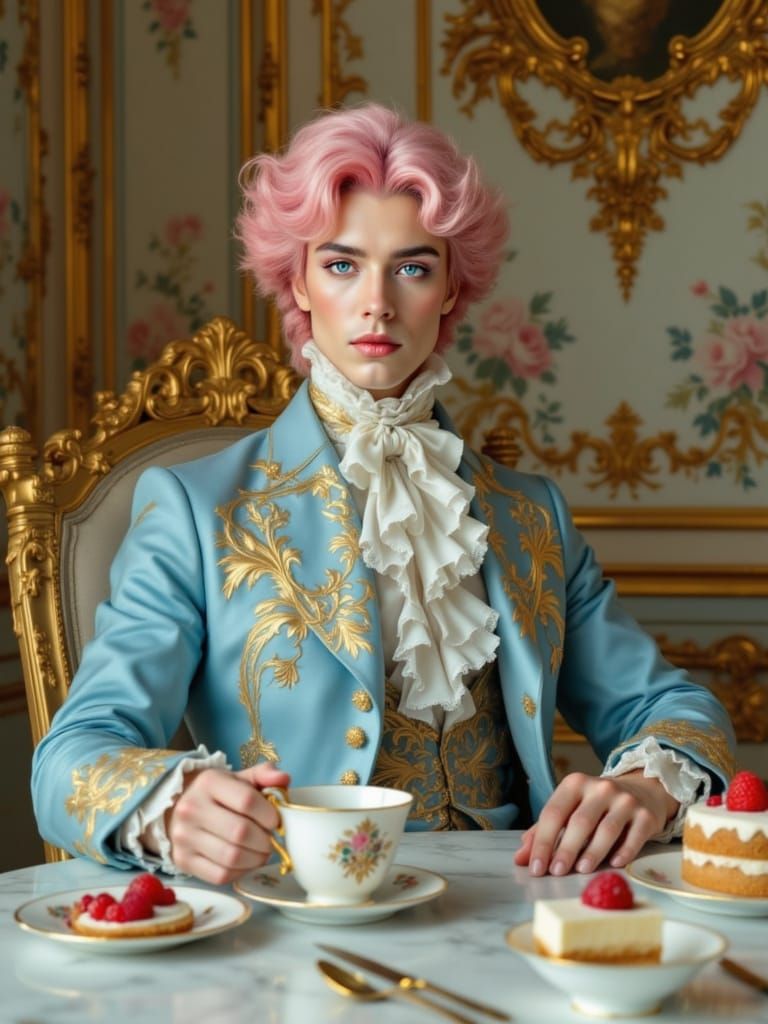Elegant Aristocrat in Rococo Palace