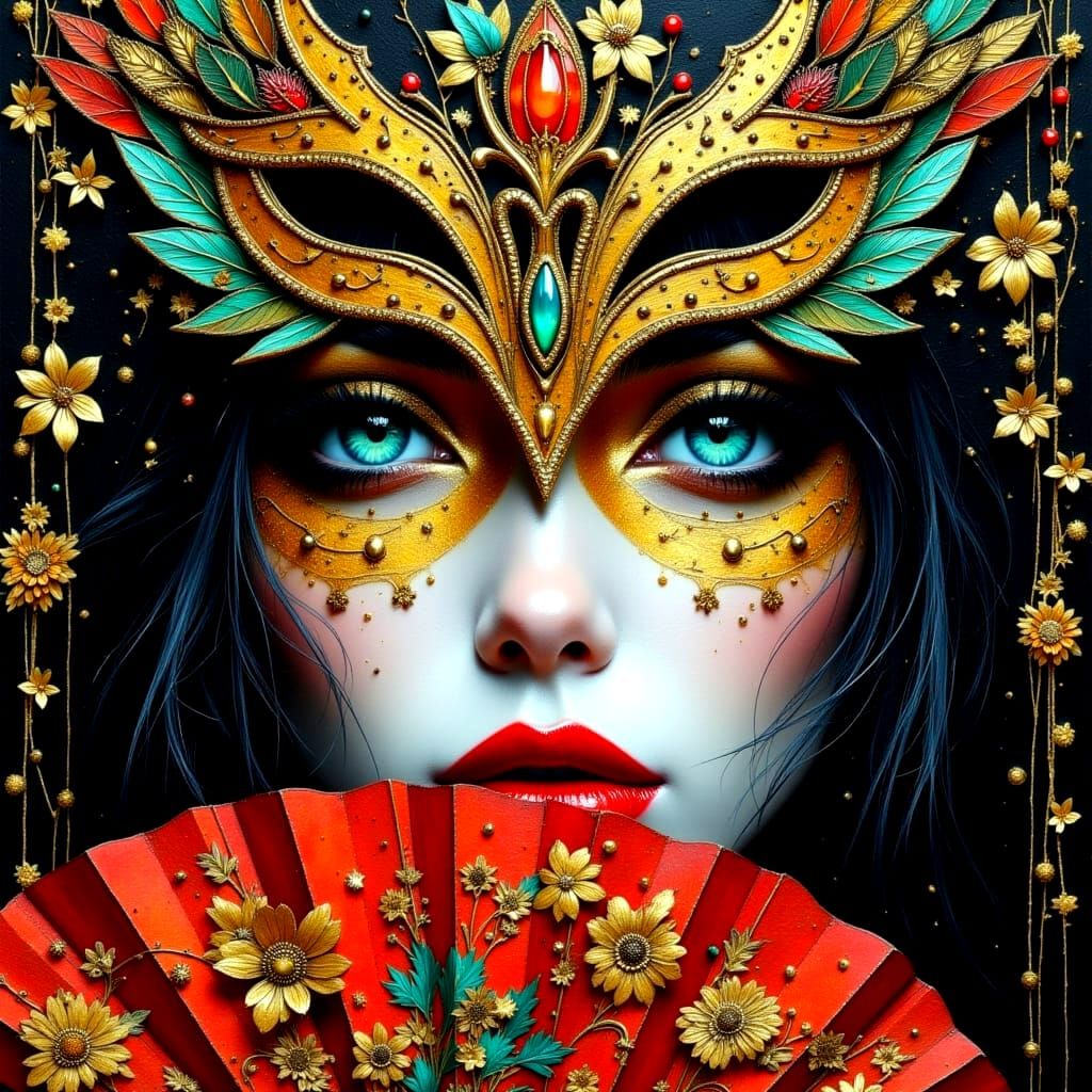 Anime Portrait: Woman with Mask in Digital Art