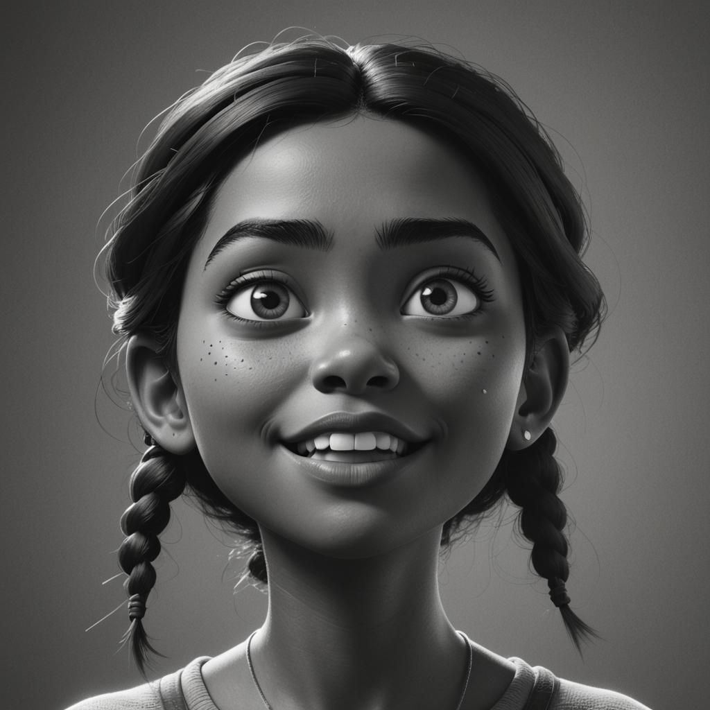 Blindfolded Girl Portrait in Pixar Style
