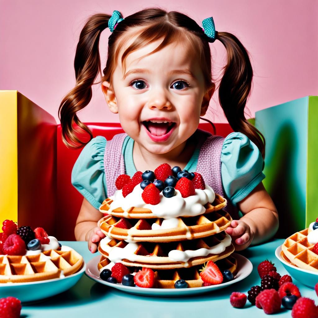 Toddler's Delight: Epic Waffle Stack in Food Photography