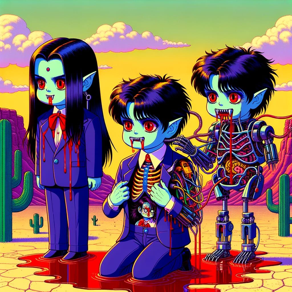 90s Anime Android Vampire Children in Arizona