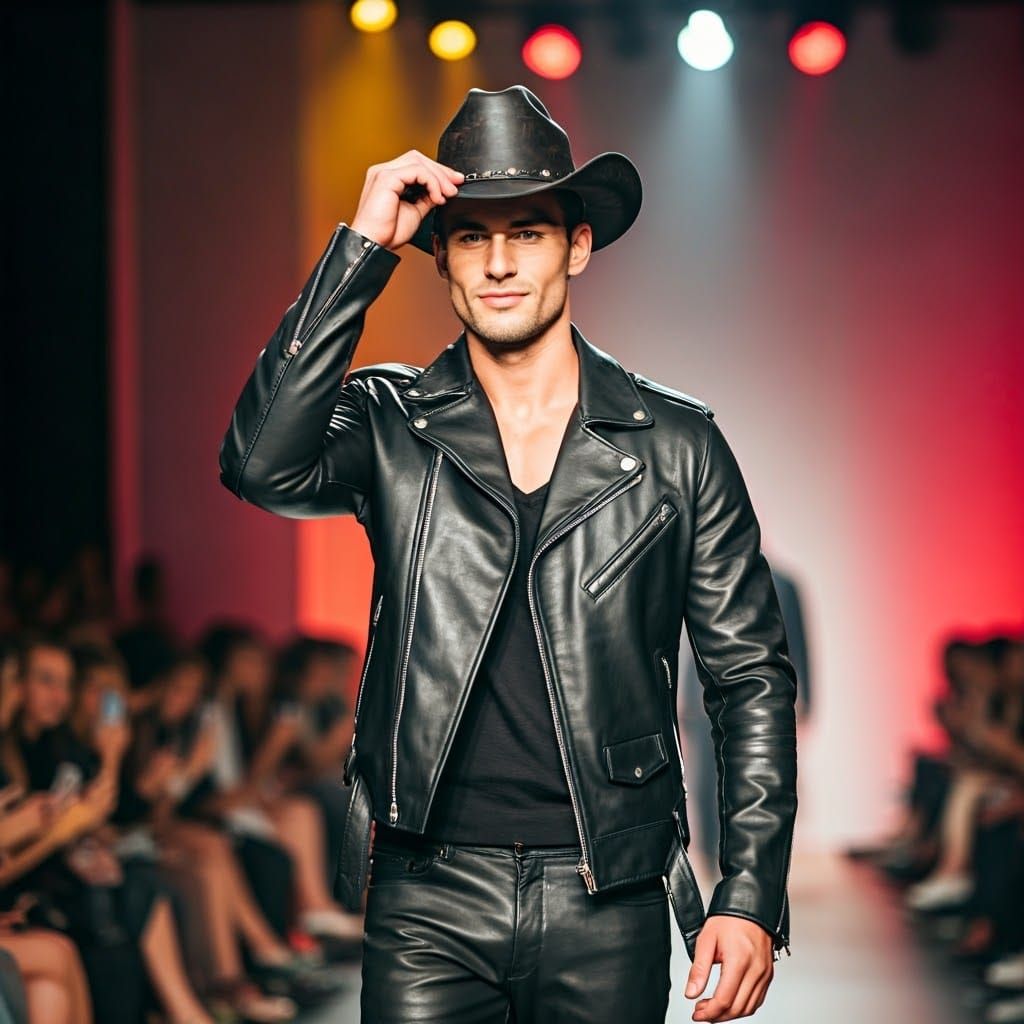 Working the catwalk (in leather)