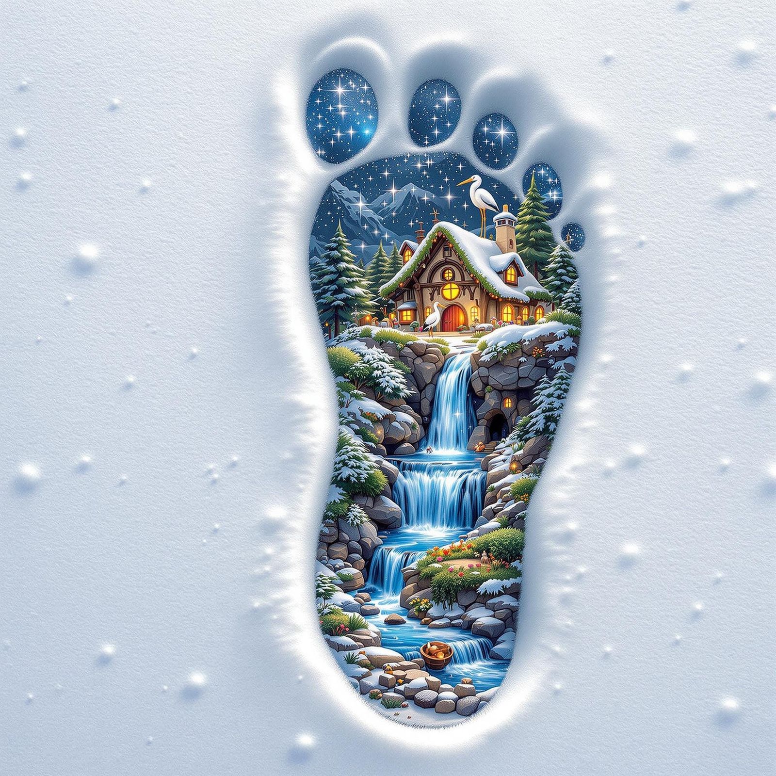 Surreal Footprint Microcosm in Pop Art Style