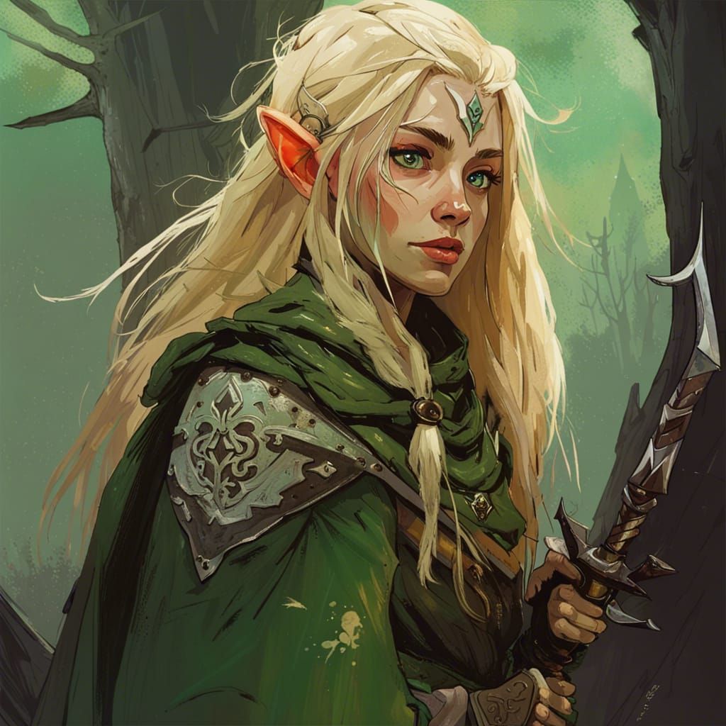 Ornate Portrait of a Female Elven Ranger