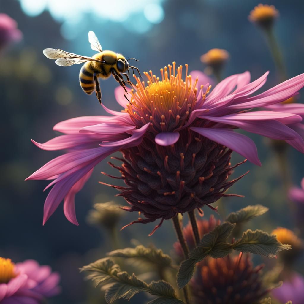 Bee's Eye View of a Flower in Detailed Matte Painting