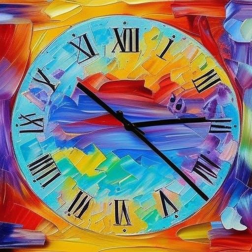 Clock in Neo-Impressionist Expressionist Style