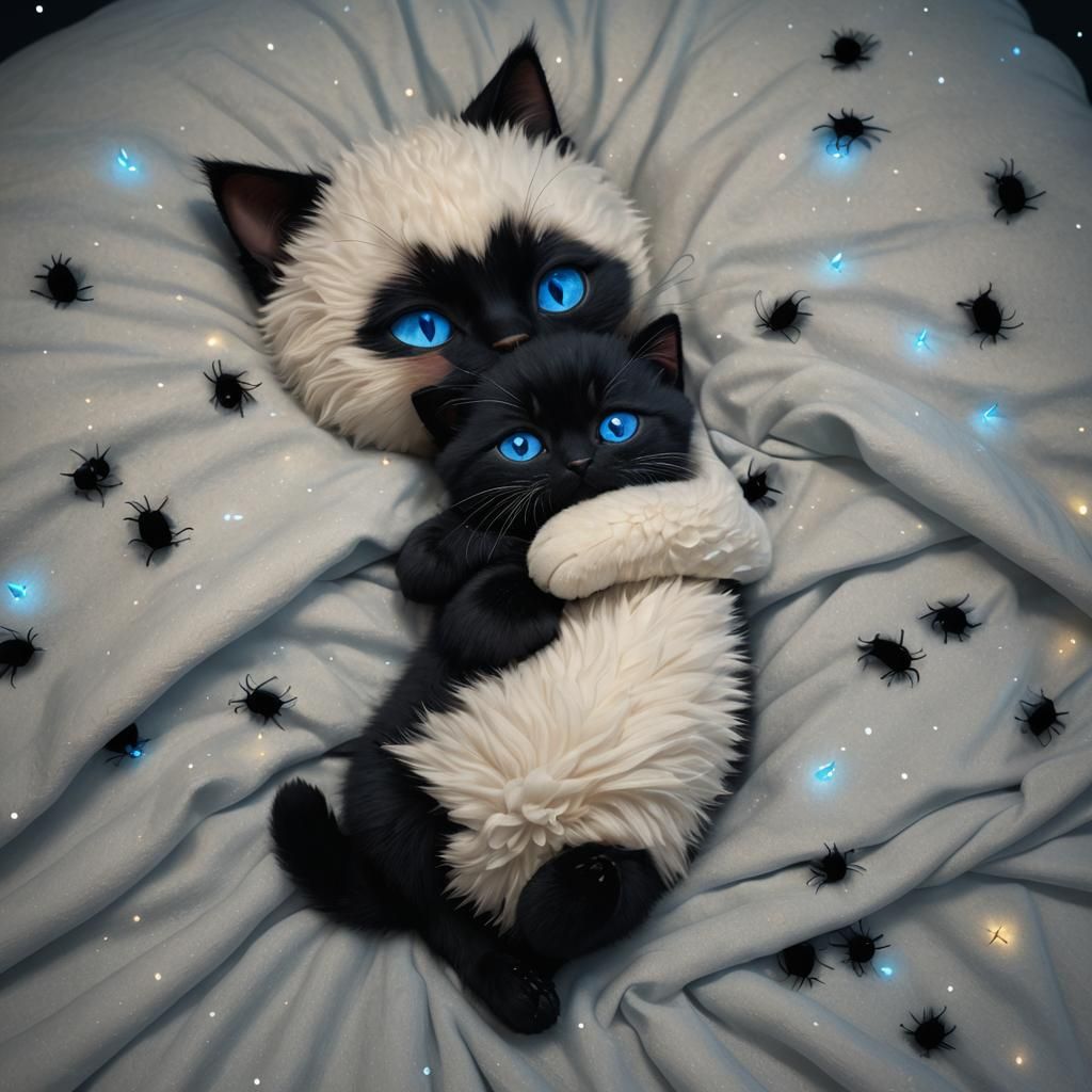 Sad Kitten Cuddling Plushie: Hyper-Realistic Digital Art