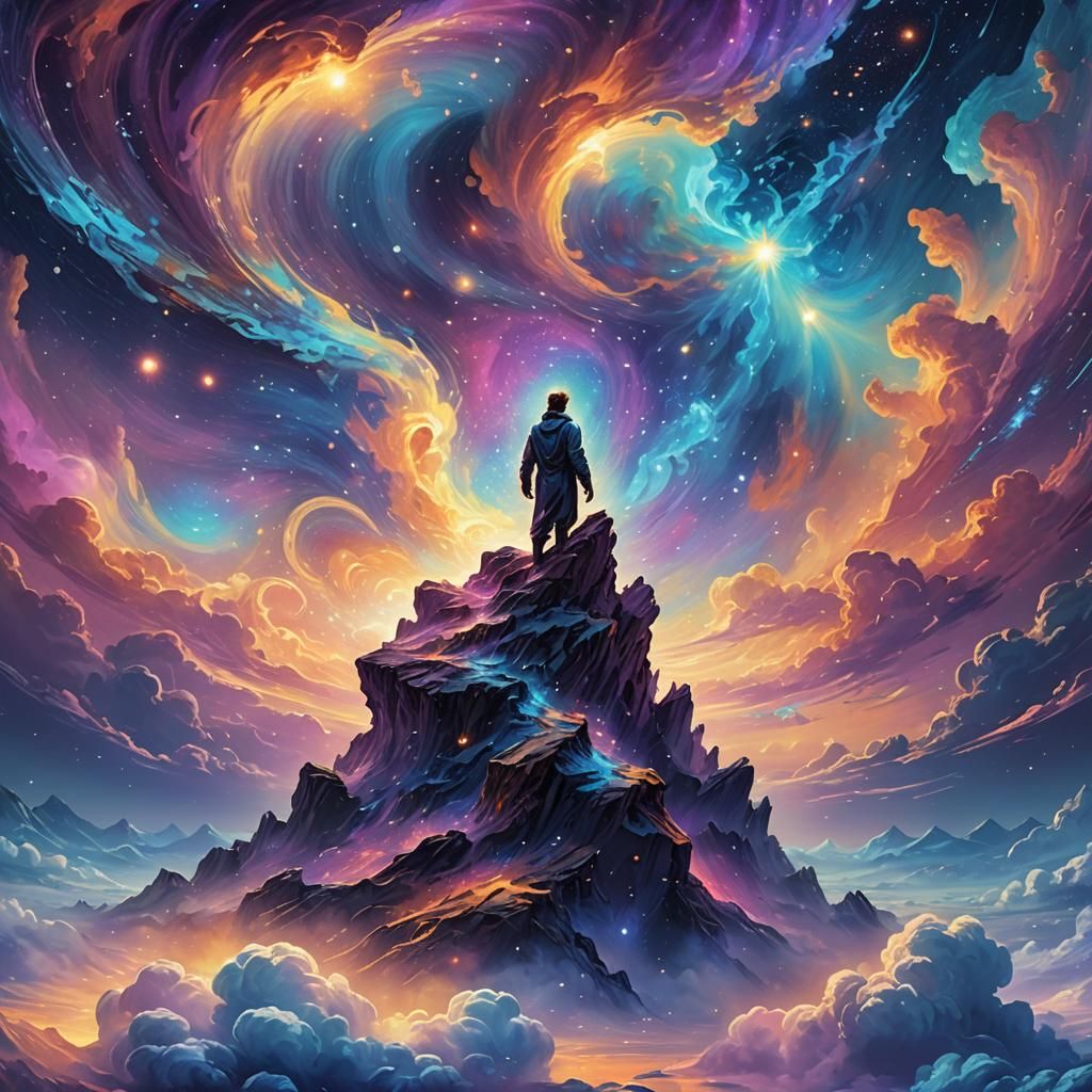 Astral Entity at World's Edge: Van Gogh Style