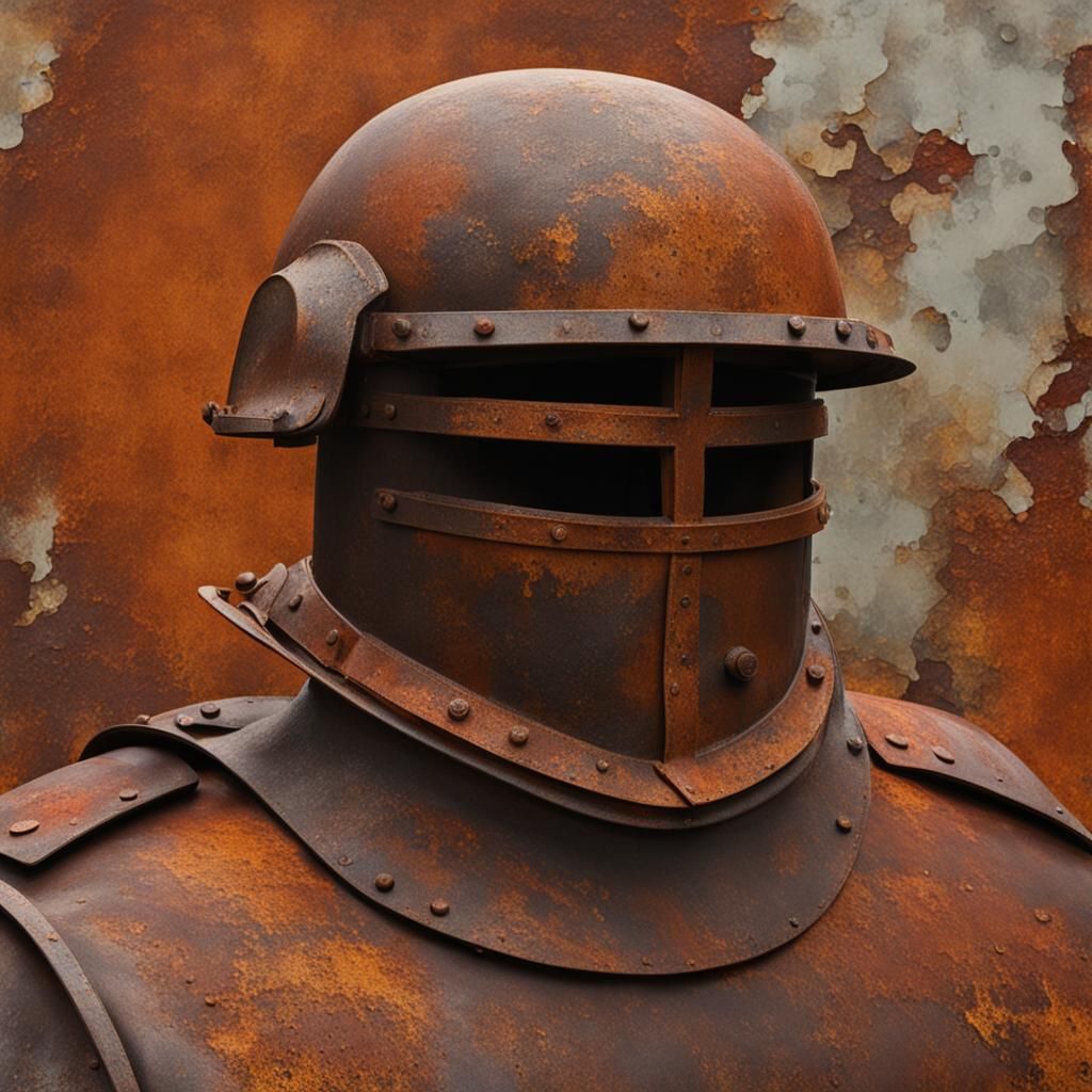 Rust Stains on Iron Helmet
