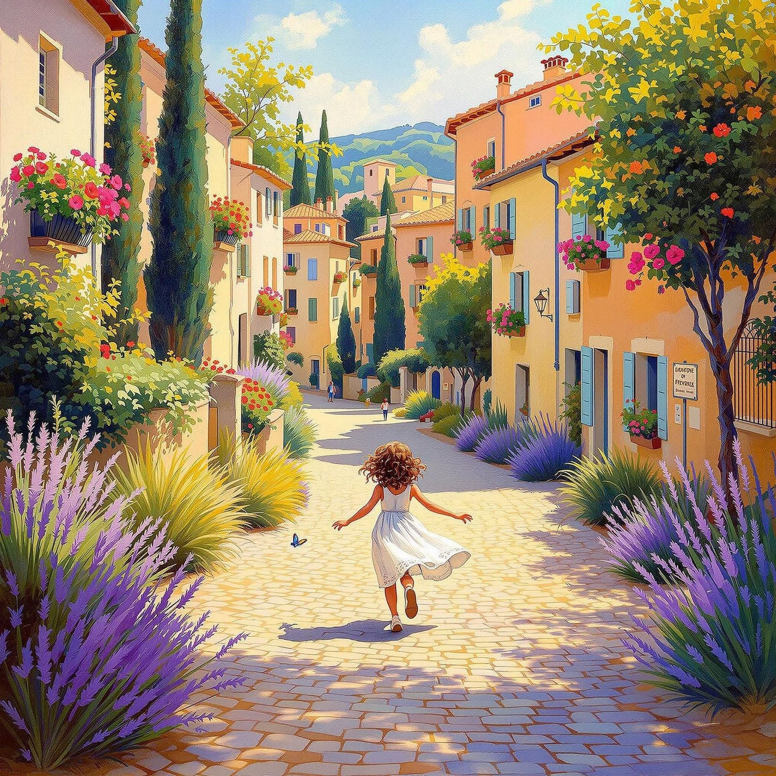 Idyllic Aix-en-Provence Street Scene in Vibrant Post-Impress...