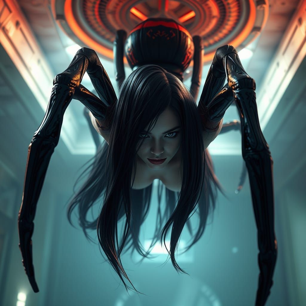 Spider Woman Suspended: 3D Game Cinematic Render