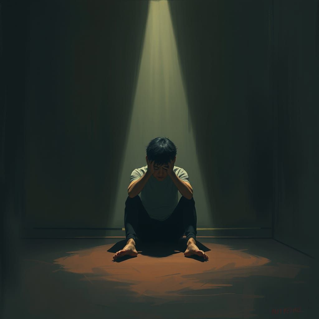 Anxiety in a Dimly Lit Room: Digital Art
