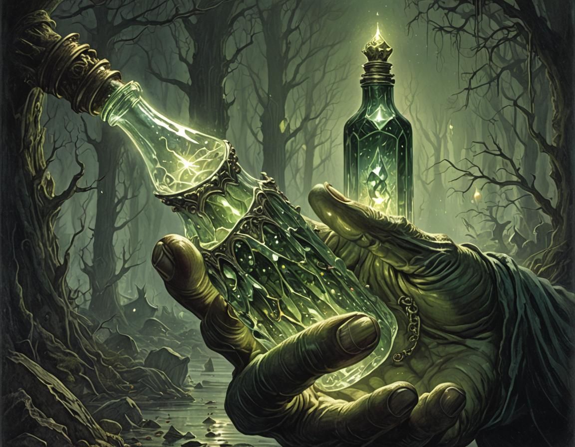 Demonic Hand Grips Magical Crystal Bottle