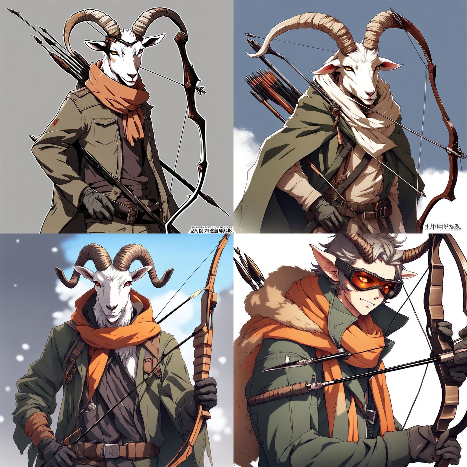 Anime Goat-Man Archer with Bow and Arrow