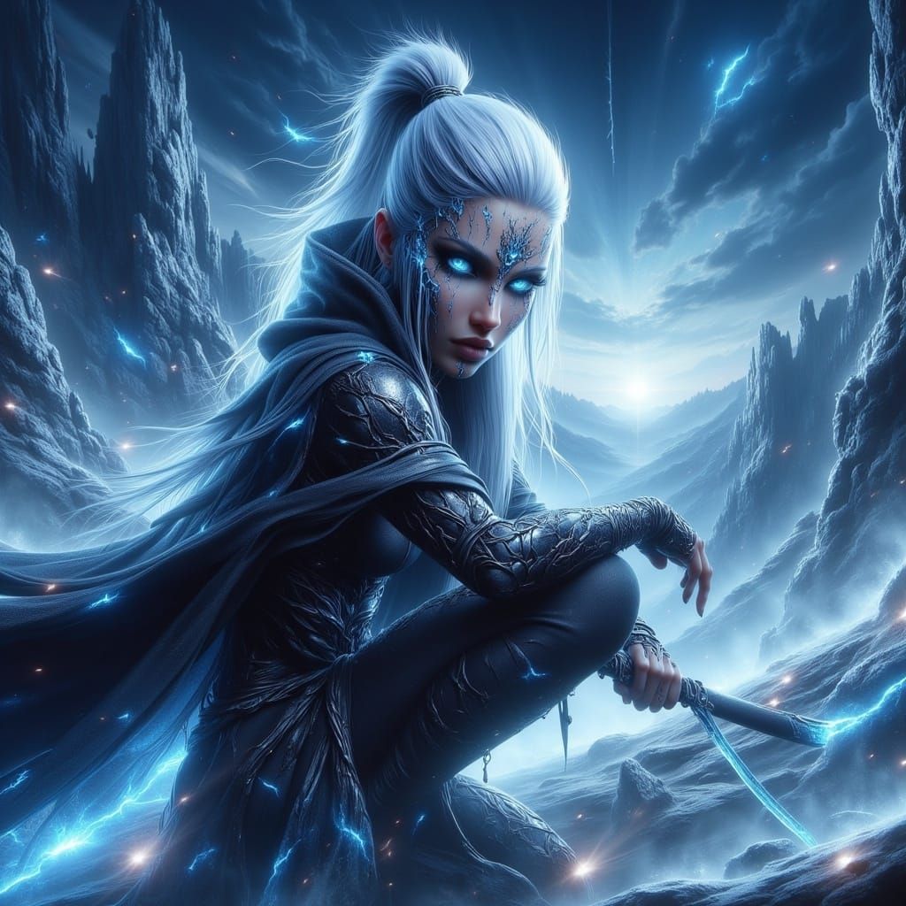 Snowflake Ninja in Snowy Mountain Landscape