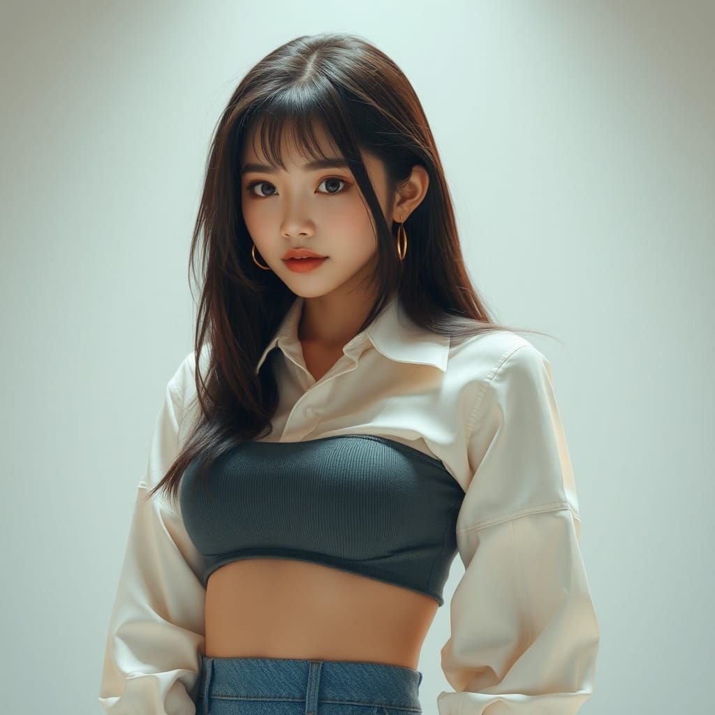 K-Pop Idol Hyperrealistic Close-Up Portrait