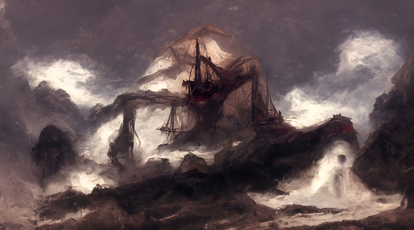 Red Demon on a Sailing Ship at Night